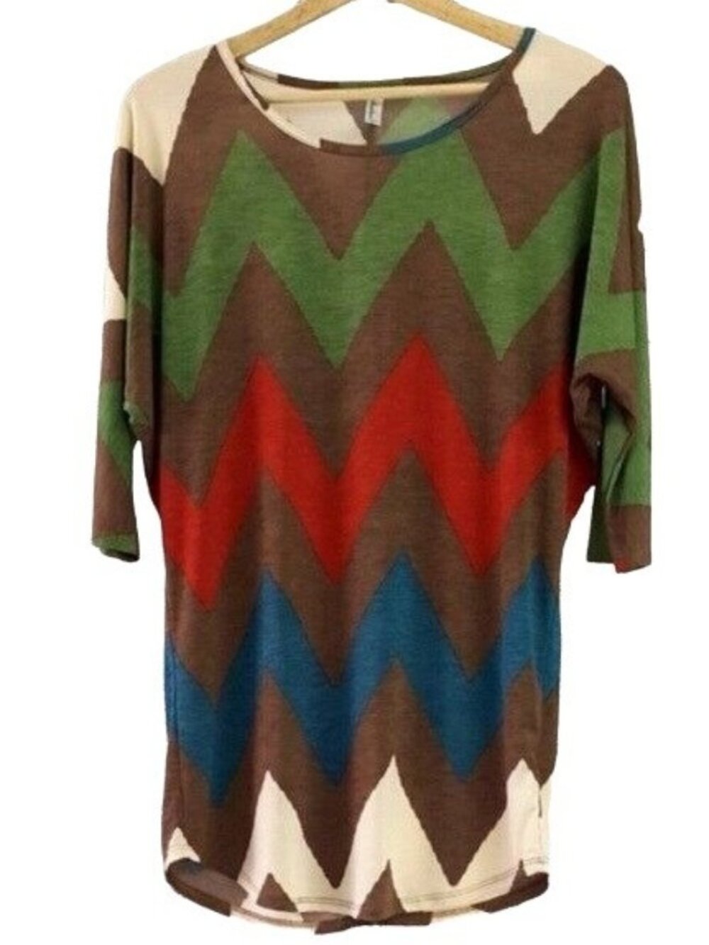 Auditions Womens Chevron Tunic Top Brown Small Green Red Blue Tan Career